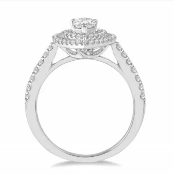 New 925 Silver 3 ct Double Halo Pear Cut Ring - Picture 4 of 4